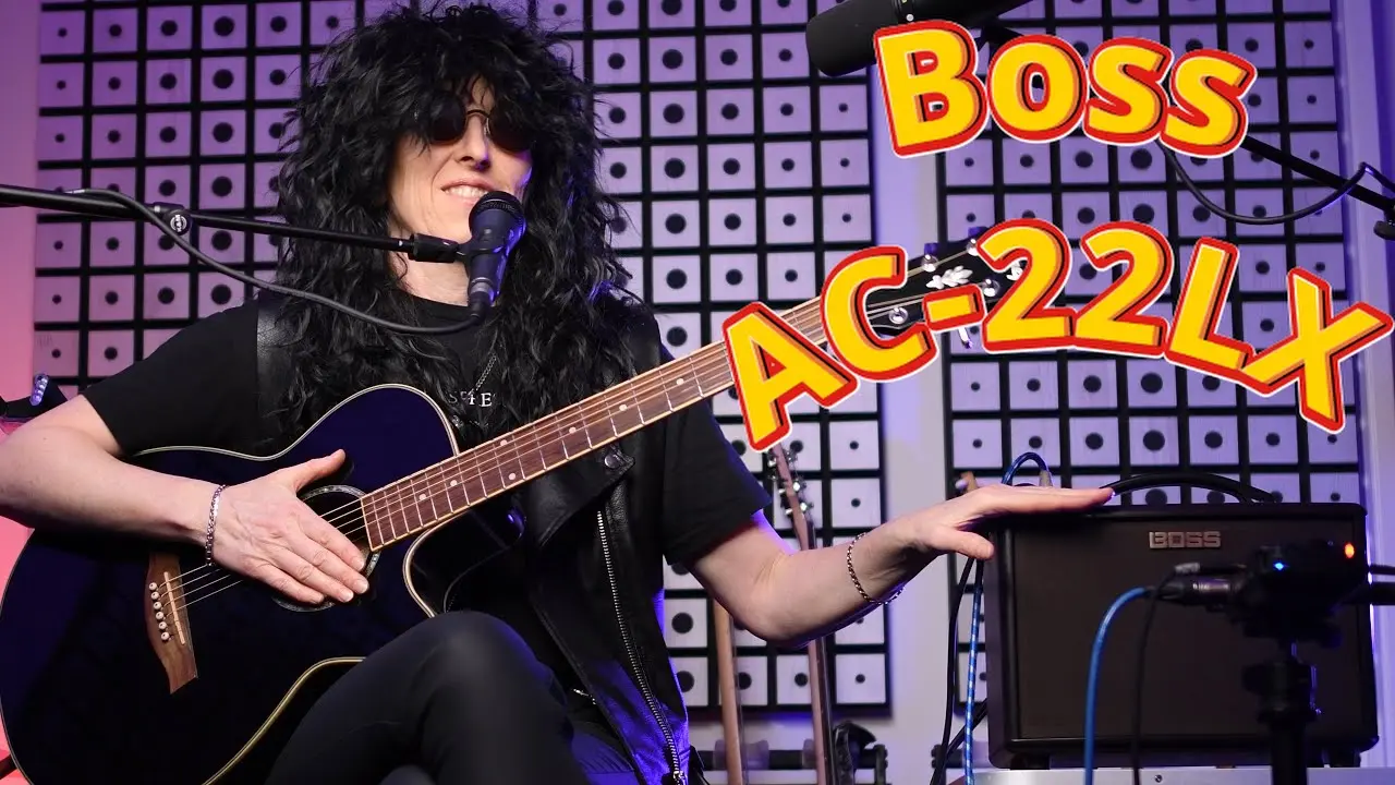 Video thumbnail for: BOSS AC-22LX Sound Demo from microphone and line out, using built-in looper with boss footswitch 
